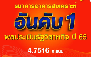 ธอส. คว้าอันดับ 1 การประเมินผลการดำเนินงานรัฐวิสาหกิจปี 2565  